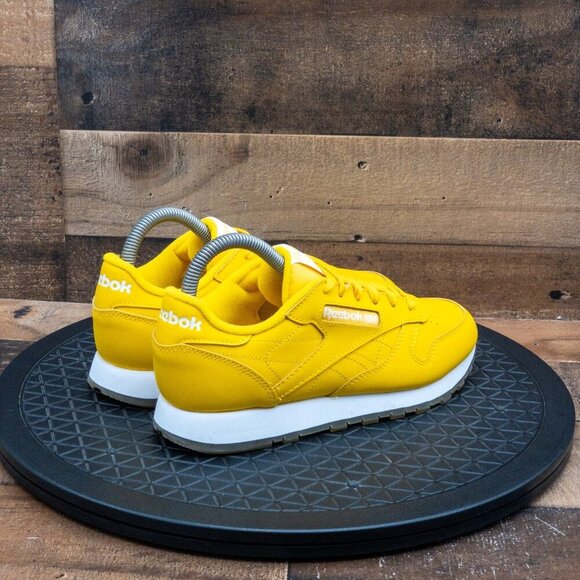 REEBOK CLASSIC LEATHER WOMENS ATHLETIC SHOES RETRO UTILITY YELLOW LOW SIZE 7 - Picture 8 of 9